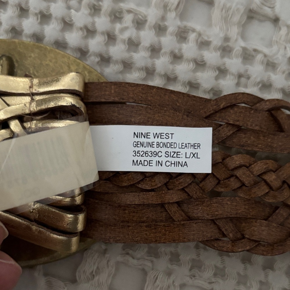 NWT Nine West Gold Tone Metallic Woven Belt with Decorative Buckle Size L/XL - Picture 15 of 16